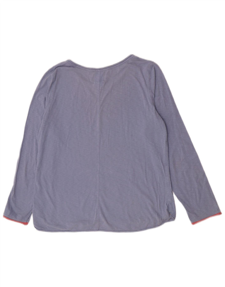 White Stuff Womens Top Long Sleeve UK 12 Medium  Blue Cotton