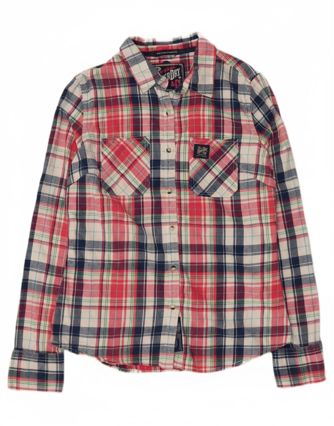 Superdry Womens Classic Fit Flannel Shirt UK 12 Medium Multicoloured Cotton