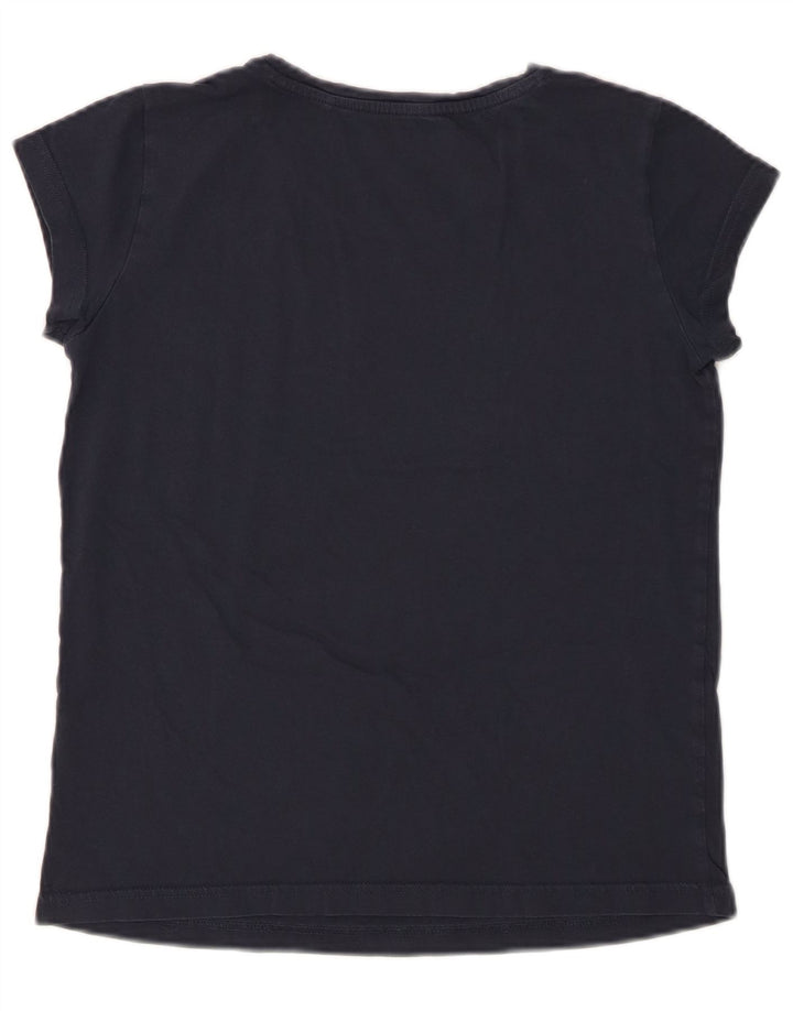 MUSTANG Womens Graphic T-Shirt Top UK 10 Small Navy Blue Cotton