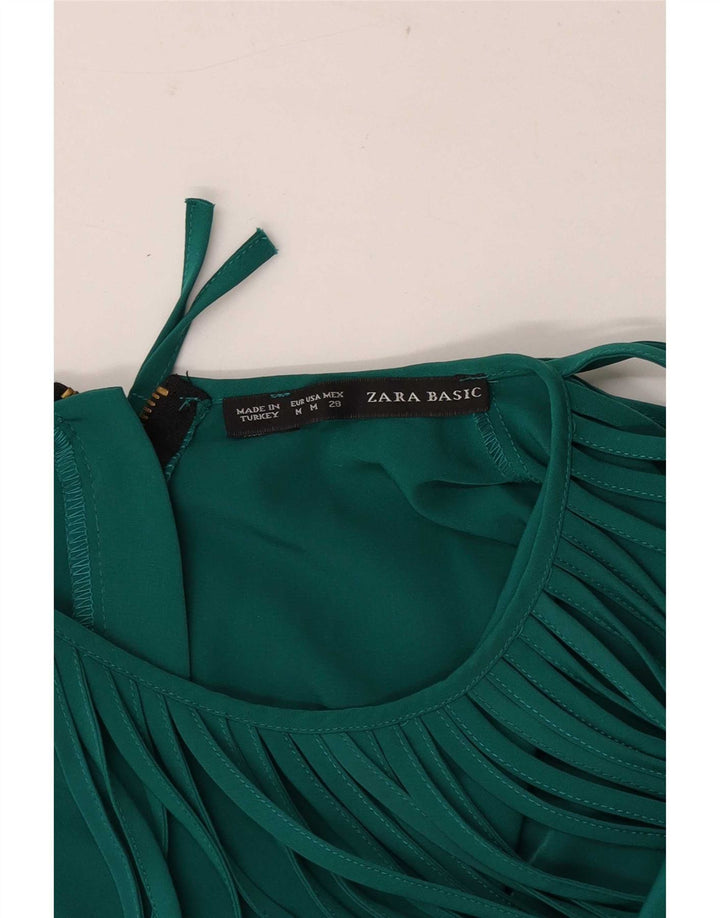 Zara Womens Sleeveless Shift Dress UK 12 Medium Green