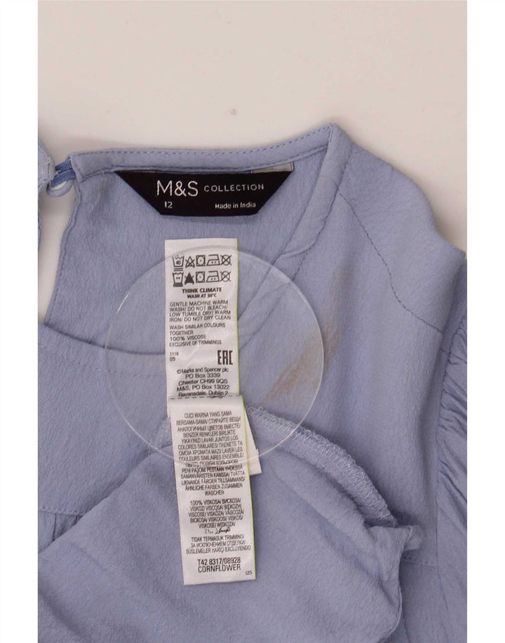 Marks & Spencer Womens A-Line Dress UK 12 Medium Blue Viscose