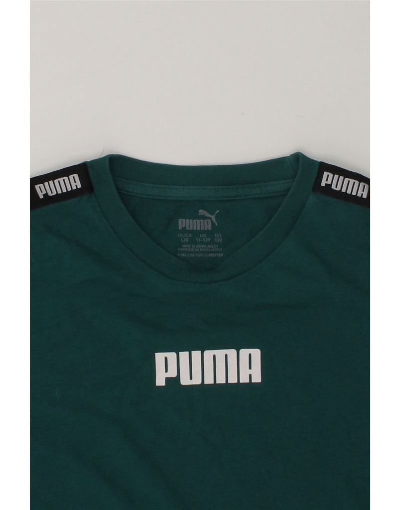 PUMA Boys Graphic T-Shirt Top 11-12 Years Green Cotton | Vintage Puma | Thrift | Second-Hand Puma | Used Clothing | Messina Hembry 