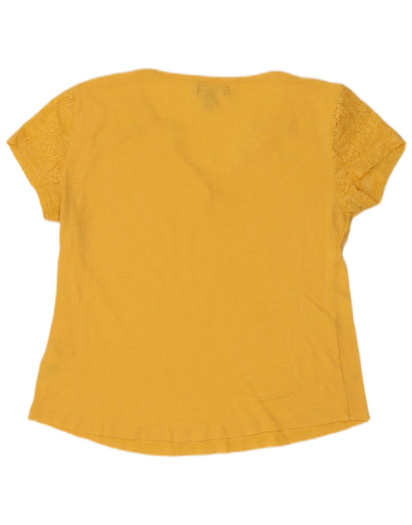 Chaps Womens T-Shirt Top UK 16 Large Yellow Floral Nylon