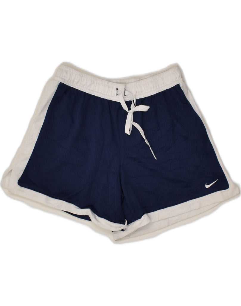 NIKE Boys Sport Shorts 12-13 Years Large Navy Blue Colourblock Polyester | Vintage Nike | Thrift | Second-Hand Nike | Used Clothing | Messina Hembry 