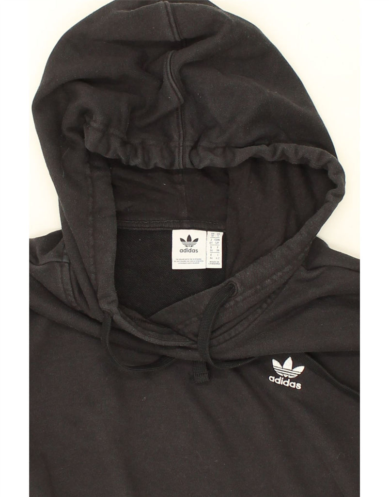 ADIDAS Womens Crop Hoodie Jumper UK 10 Small Black Cotton | Vintage Adidas | Thrift | Second-Hand Adidas | Used Clothing | Messina Hembry 