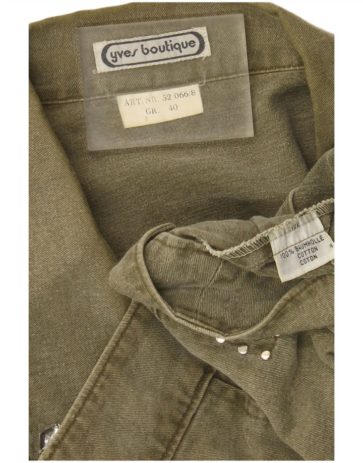 Vintage Womens Crop Denim Jacket EU 40 Medium Green Cotton