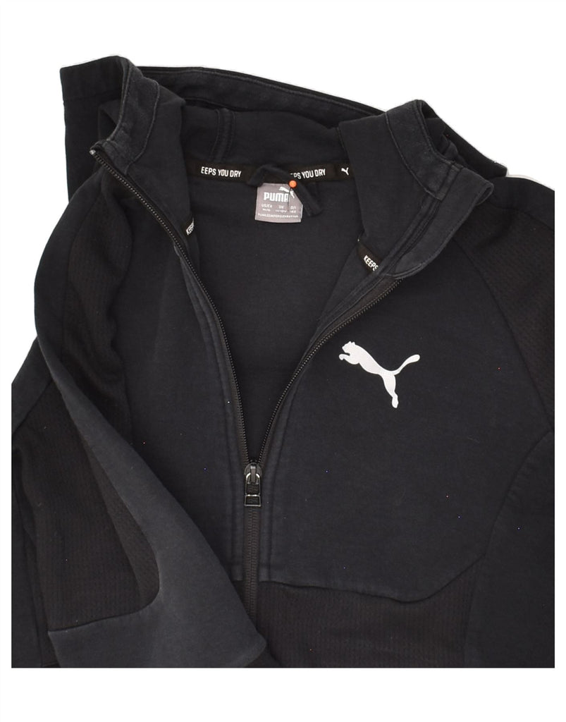 PUMA Boys Zip Hoodie Sweater 11-12 Years Black Cotton Vintage Puma and Second-Hand Puma from Messina Hembry 