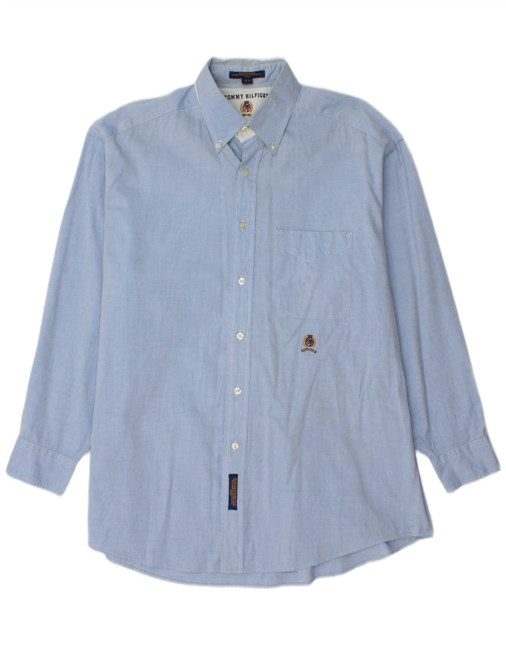 Tommy Hilfiger Mens Shirt Size 16 Large Blue Cotton
