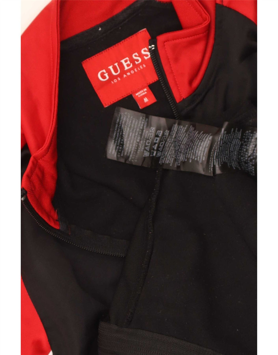 Guess Mens Graphic Tracksuit Top Jacket Medium Black Colourblock Polyester