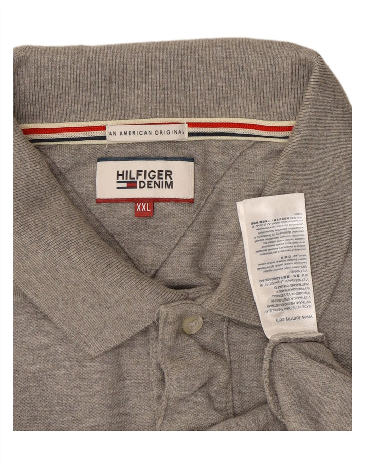 TOMMY HILFIGER Mens Polo Shirt 2XL Grey Cotton