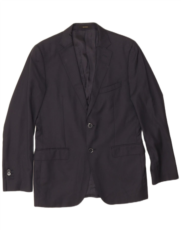 Massimo Dutti Mens 2 Button Blazer Jacket EU 48 Medium Navy Blue Wool