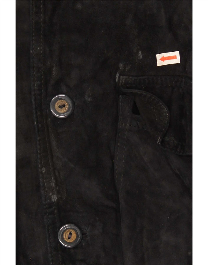 Vintage Mens Suede Bomber Jacket UK 36 Small Black Leather