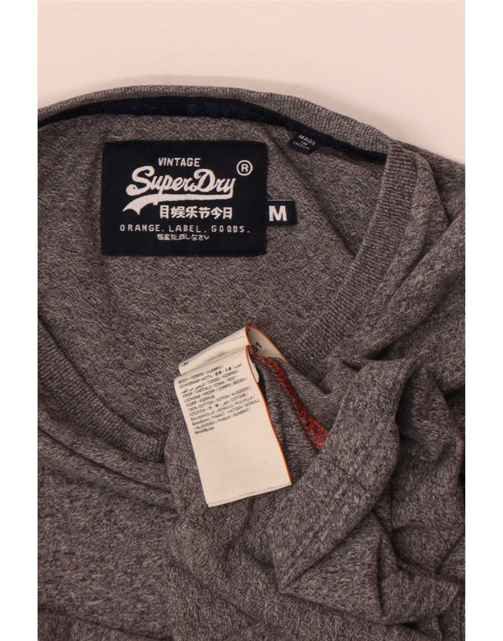 Superdry Mens Top Long Sleeve Medium Grey Flecked Cotton