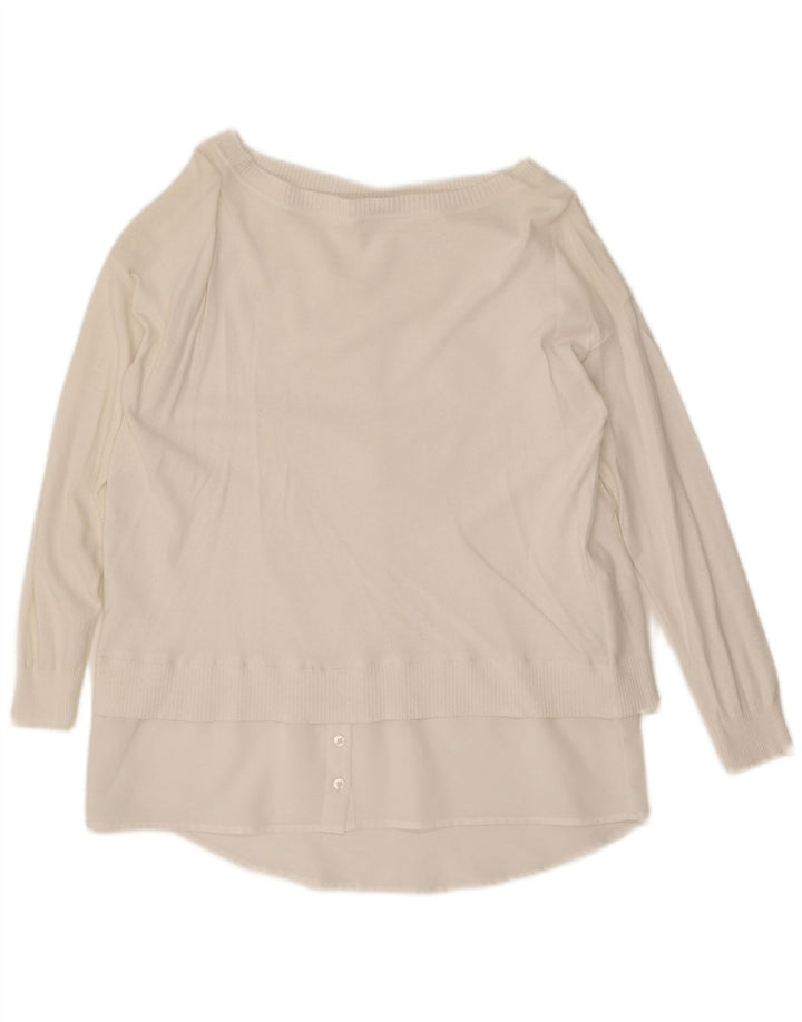 Marella Womens Boat Neck Jumper Sweater UK 12 Medium White Viscose