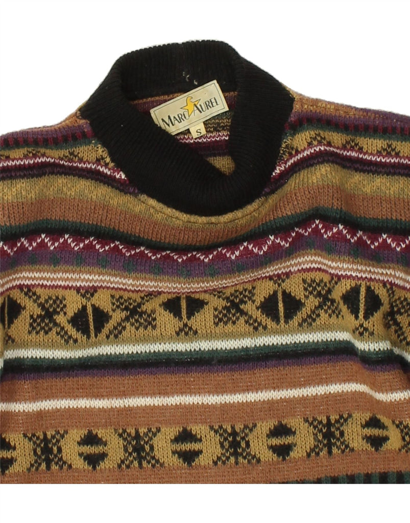 VINTAGE Mens Turtle Neck Jumper Sweater Small Brown Fair Isle Wool | Vintage Vintage | Thrift | Second-Hand Vintage | Used Clothing | Messina Hembry 