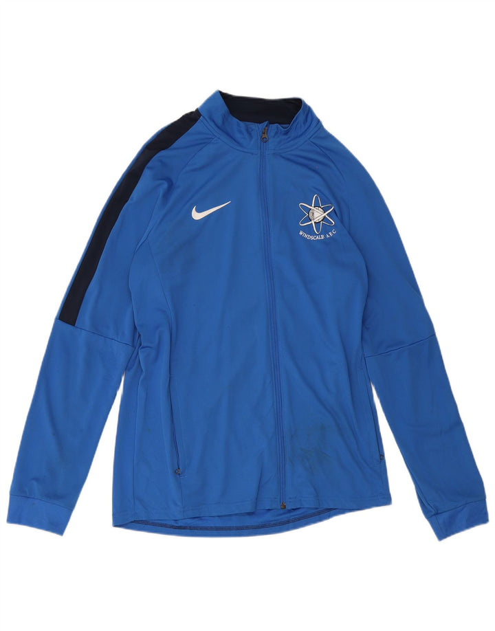 Nike Mens Dri Fit Tracksuit Top Jacket Large Blue Colourblock Polyester