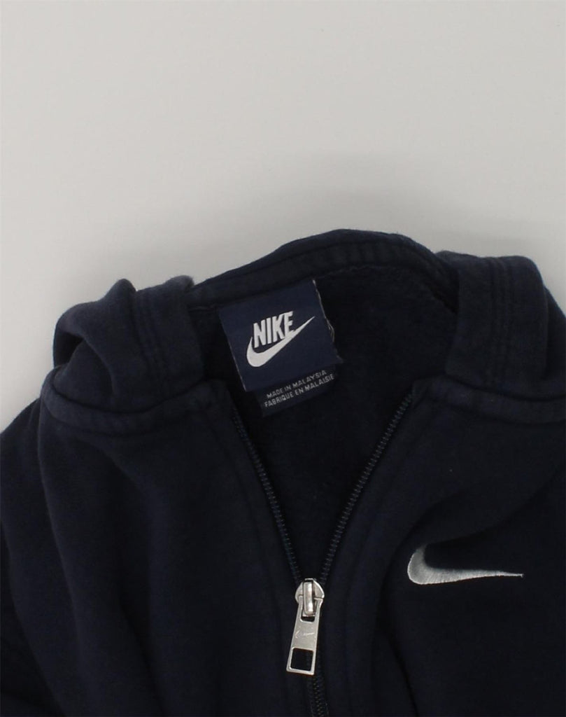 NIKE Boys Zip Hoodie Sweater 13-14 Years Navy Blue Cotton | Vintage Nike | Thrift | Second-Hand Nike | Used Clothing | Messina Hembry 