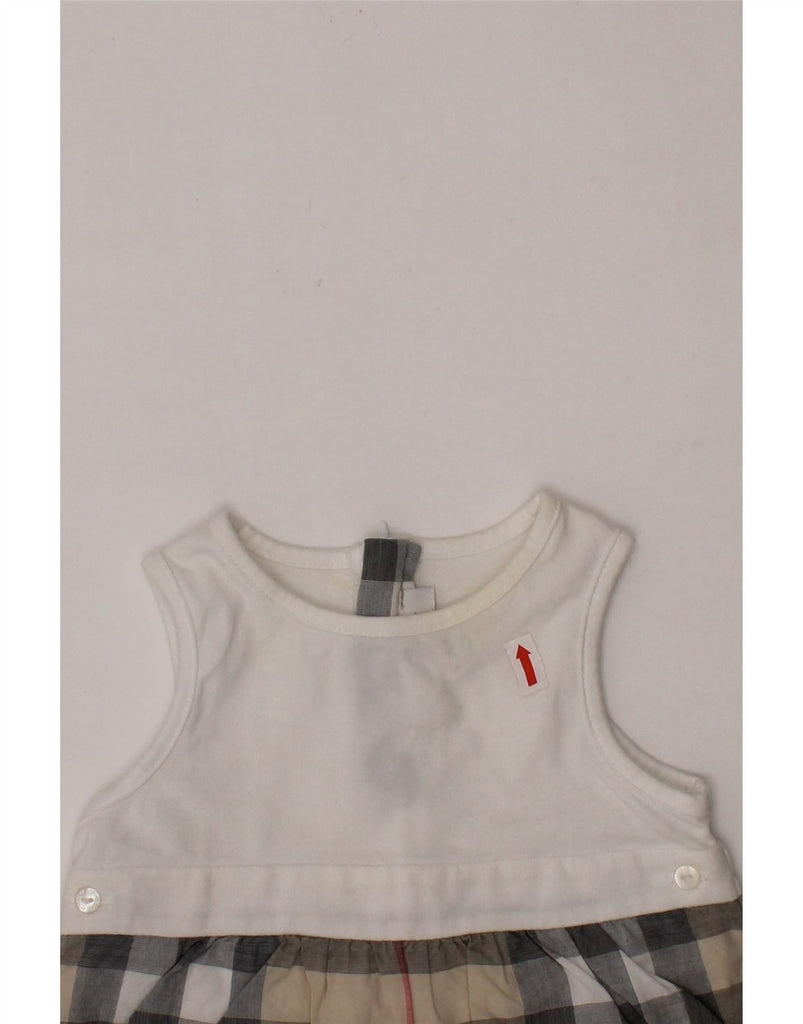BURBERRY Baby Girls Sleeveless Playsuit 0-3 Months White Check Cotton Vintage Burberry and Second-Hand Burberry from Messina Hembry 