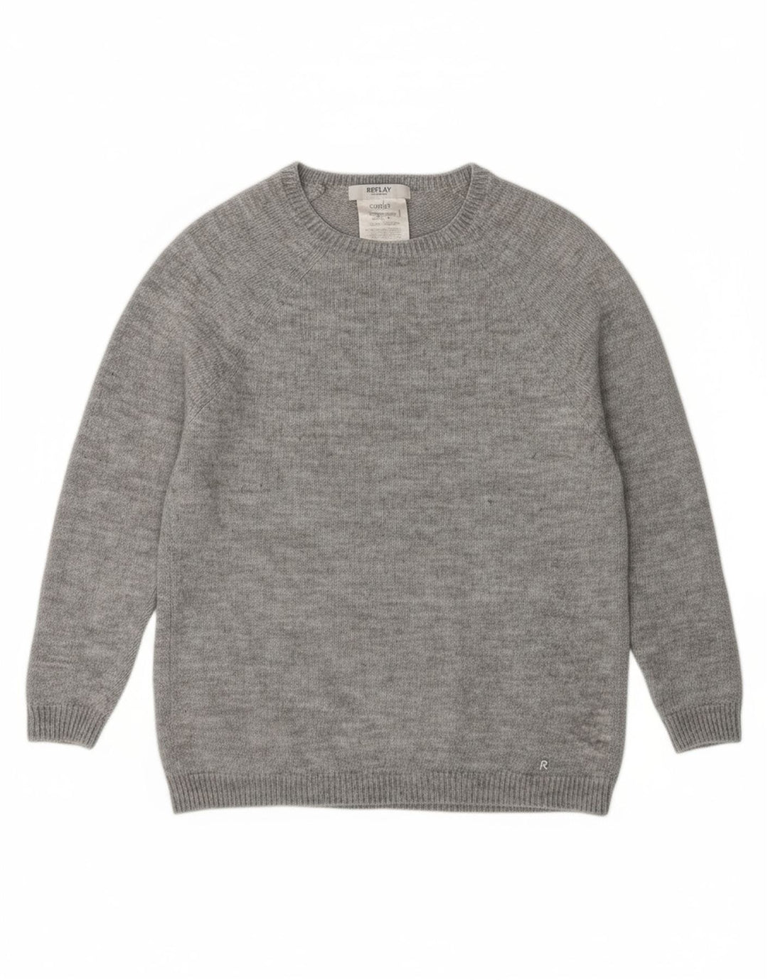 REPLAY Womens Longline Crew Neck Jumper Sweater UK 14 Medium Grey Acrylic