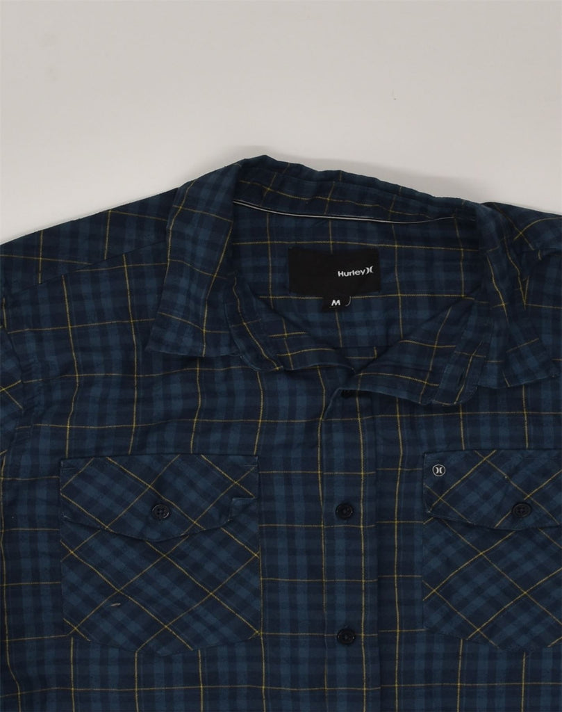 HURLEY Mens Shirt Medium Navy Blue Check Polyester | Vintage Hurley | Thrift | Second-Hand Hurley | Used Clothing | Messina Hembry 