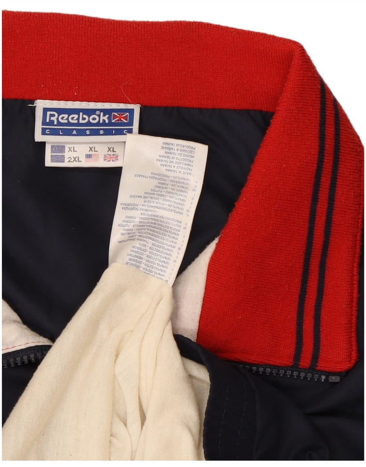 Reebok Mens Graphic Tracksuit Top Jacket XL Navy Blue Polyester