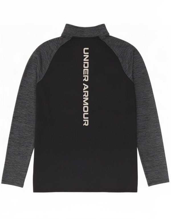 Under Armour Mens Zip Neck Pullover Tracksuit Top Small Black Colourblock
