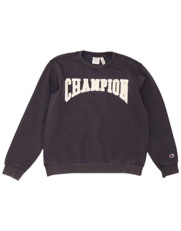 Champion Mens Graphic Sweatshirt Jumper Medium Navy Blue Cotton
