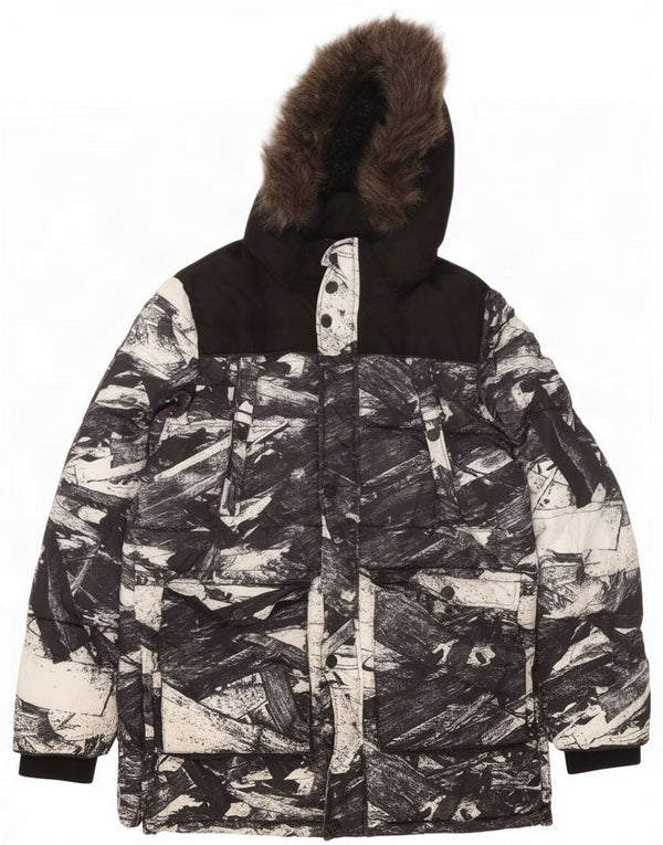 Superdry Mens Hooded Ski Jacket UK 42 XL Black Colourblock Polyester