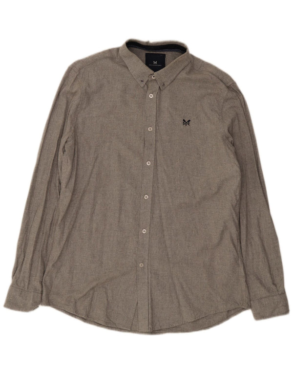 Crew Clothing Mens Slim Fit Flannel Shirt XL Grey Cotton Classic