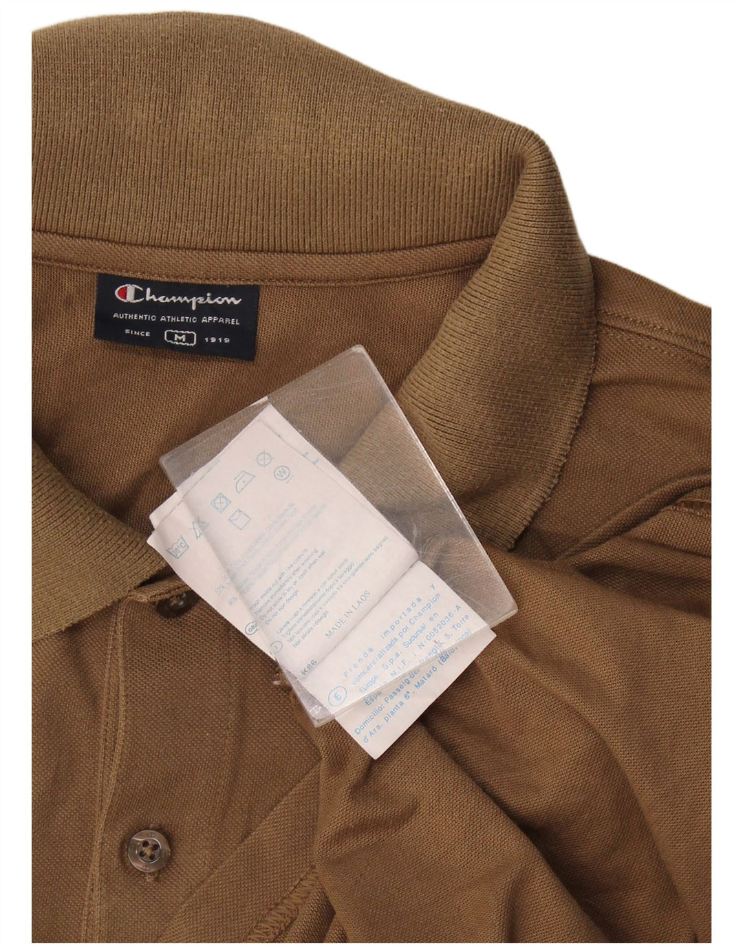 Champion Mens Polo Shirt Medium Brown Cotton