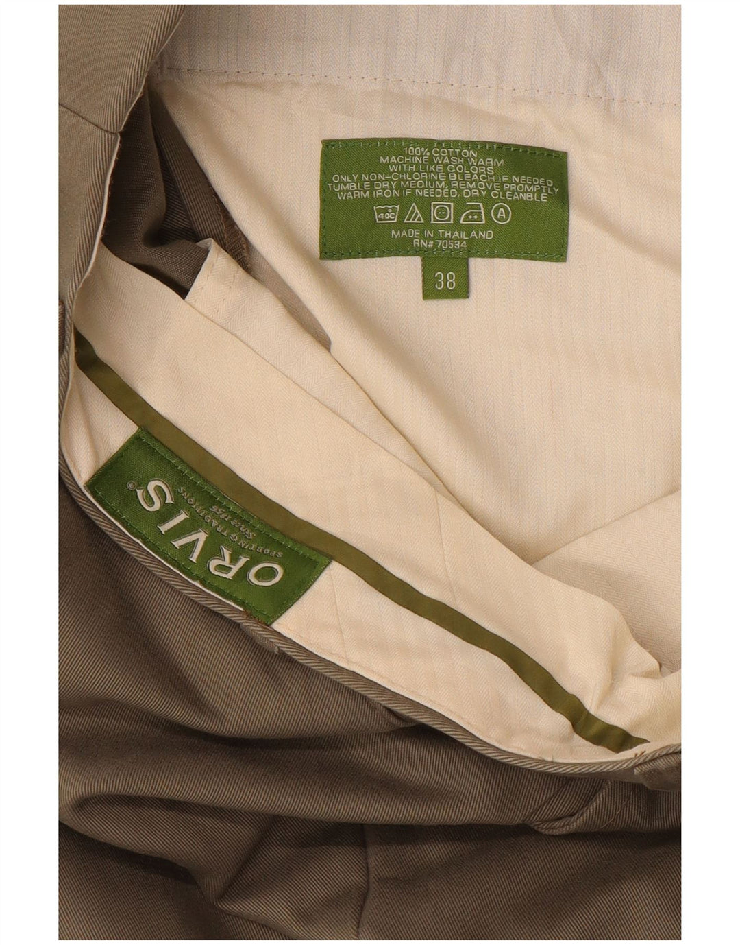 ORVIS Mens Straight Chino Trousers W38 L30  Khaki Cotton