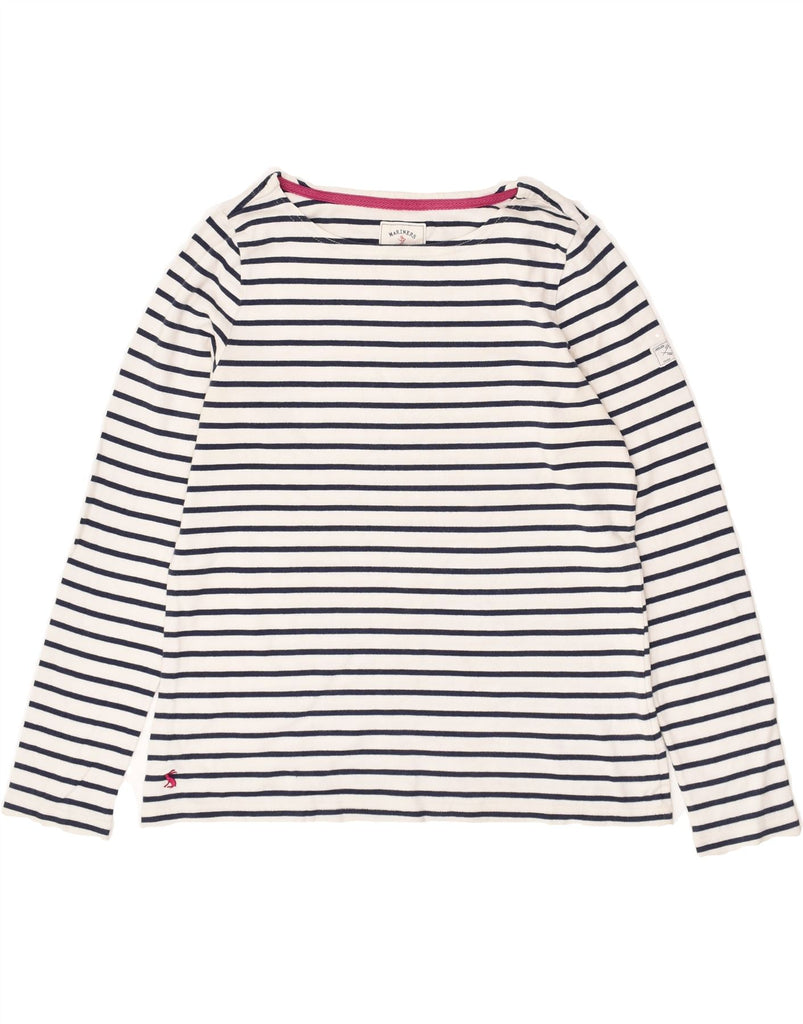 JOULES Womens Top Long Sleeve UK 12 Medium White Striped Cotton | Vintage Joules | Thrift | Second-Hand Joules | Used Clothing | Messina Hembry 