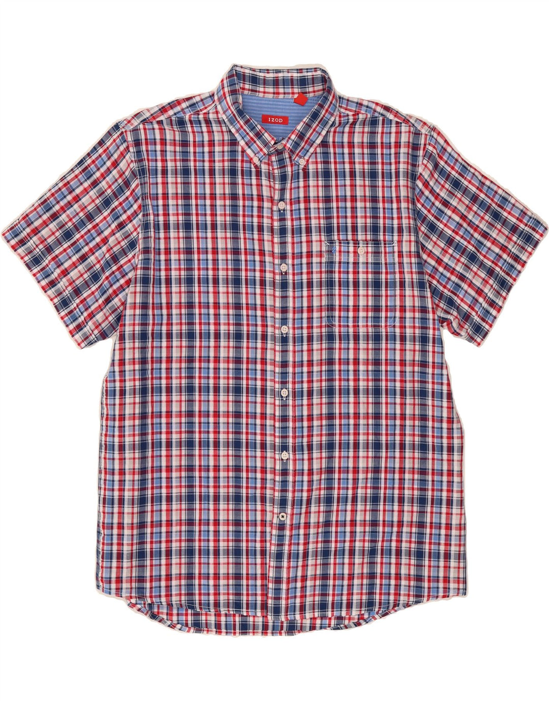 IZOD Mens Big & Tall Short Sleeve Shirt XL Red Check Cotton Vintage Izod and Second-Hand Izod from Messina Hembry 