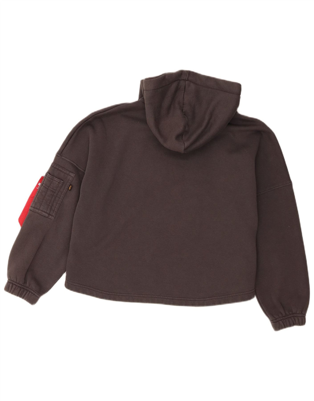 Alpha Industries Womens Crop Oversized Hoodie Jumper UK 10 Small Grey