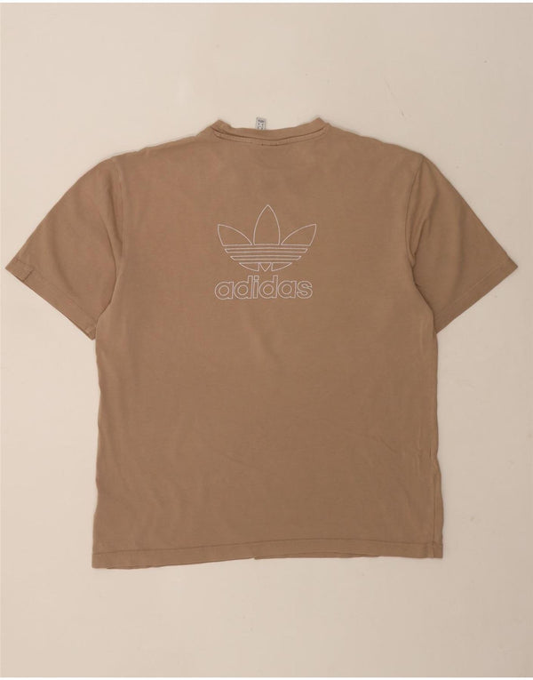 Adidas Mens Graphic T-Shirt Top Medium Beige Cotton