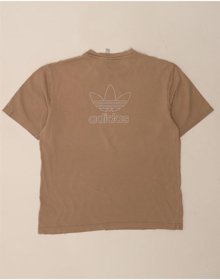 Adidas Mens Graphic T-Shirt Top Medium Beige Cotton