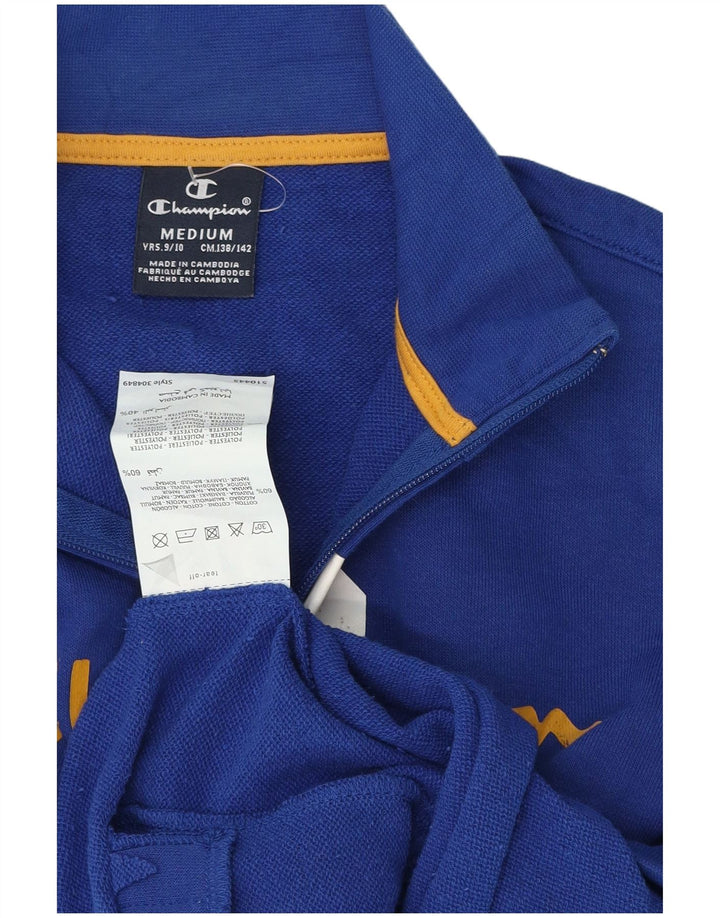 Champion Boys Graphic Tracksuit Top Jacket 9-10 Years Medium Blue Cotton