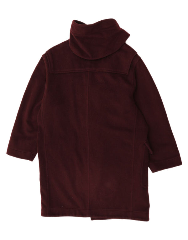 Seventy Mens Hooded Loose Fit Duffle Coat UK 36 Small Burgundy Wool