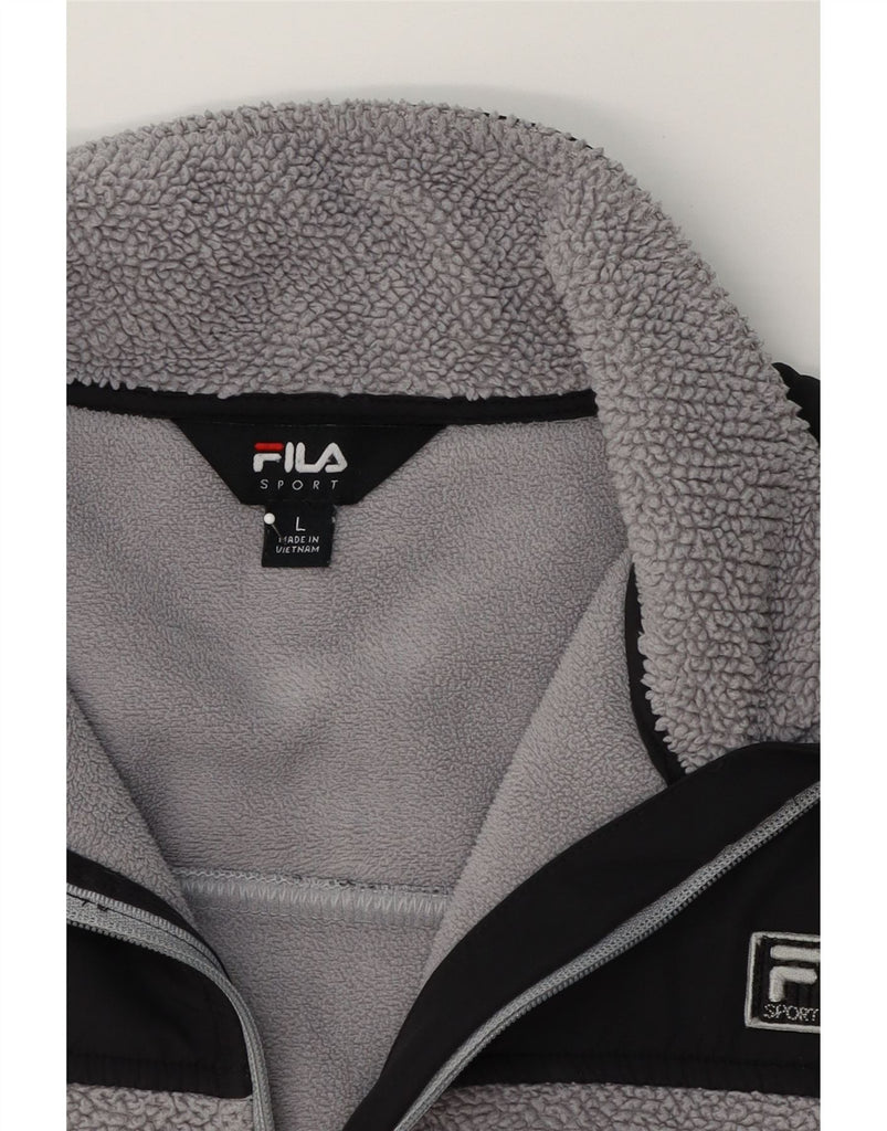 FILA Womens Fleece Jacket UK 16 Large Grey Colourblock Polyester Vintage Fila and Second-Hand Fila from Messina Hembry 