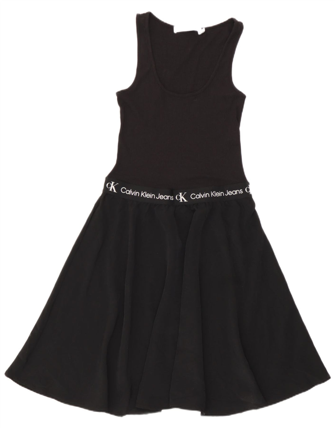 Calvin Klein Womens Sleeveless Graphic A-Line Dress Small Black Modal