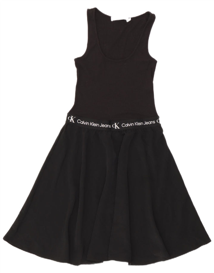 Calvin Klein Womens Sleeveless Graphic A-Line Dress Small Black Modal