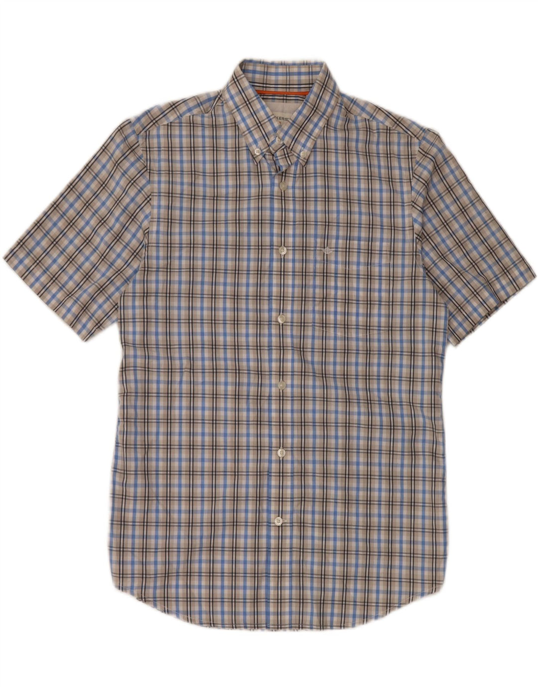 DOCKERS Mens Short Sleeve Shirt Small Blue Check Cotton