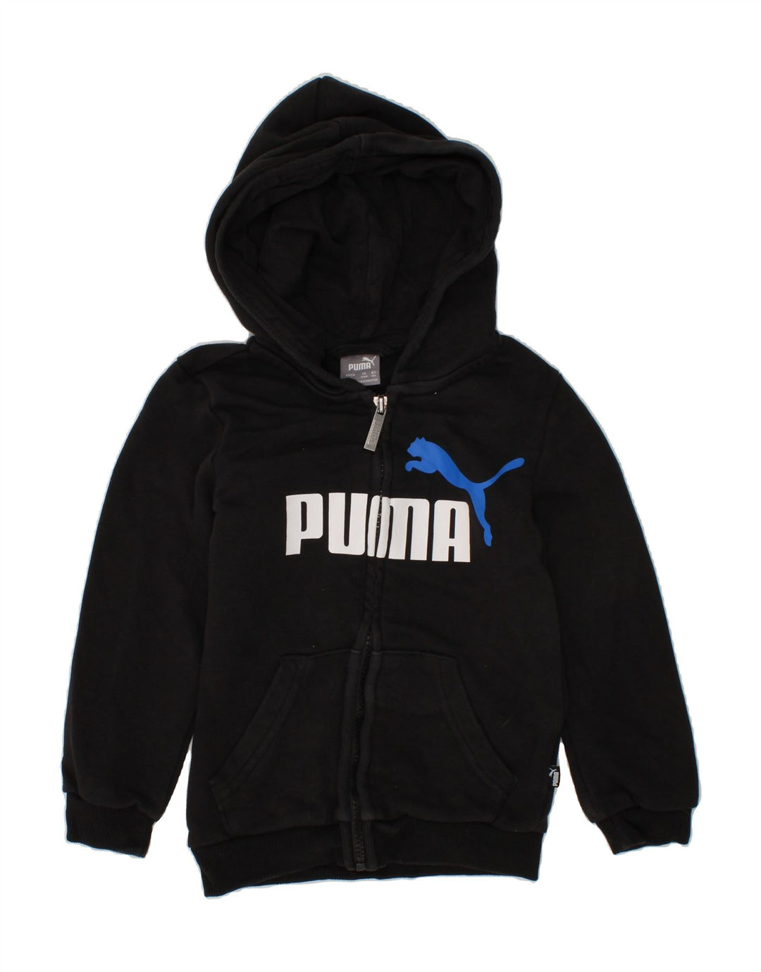 PUMA Boys Graphic Zip Hoodie Sweater 3-4 Years Black Cotton Vintage Puma and Second-Hand Puma from Messina Hembry 