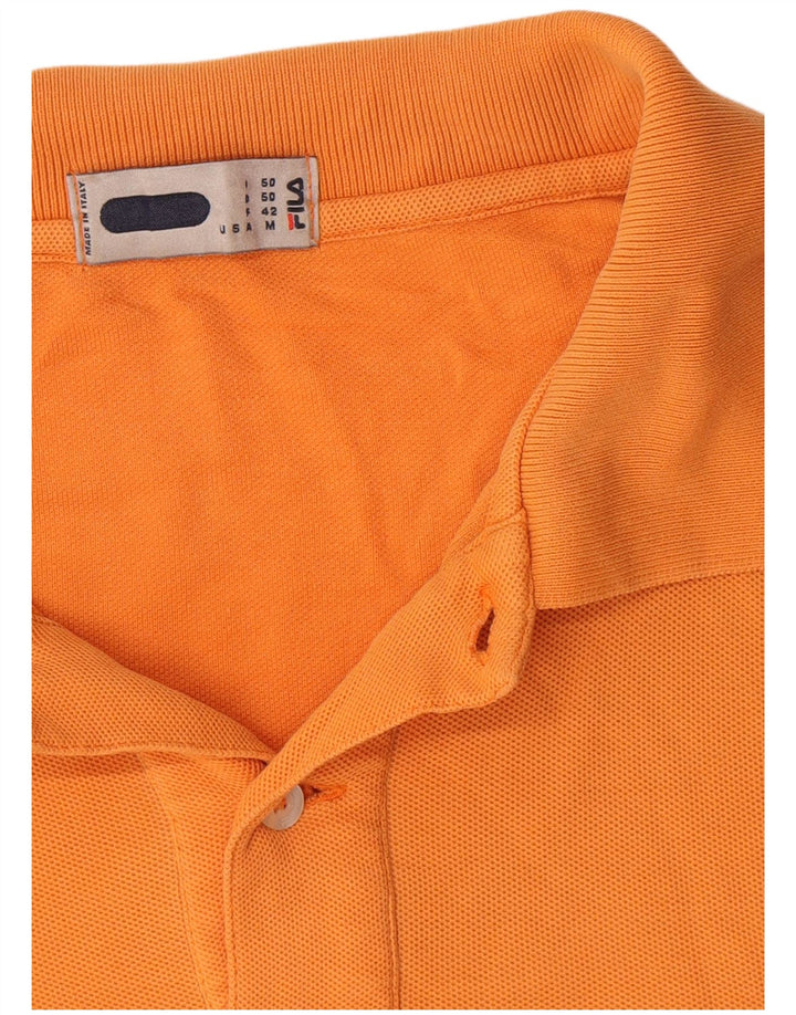 Fila Mens Polo Shirt IT 50 Medium Orange Cotton