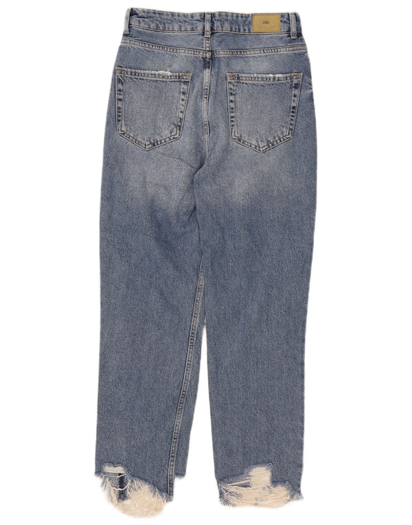 Zara Womens Distressed Straight Jeans EU 36 XS W26 L26 Blue