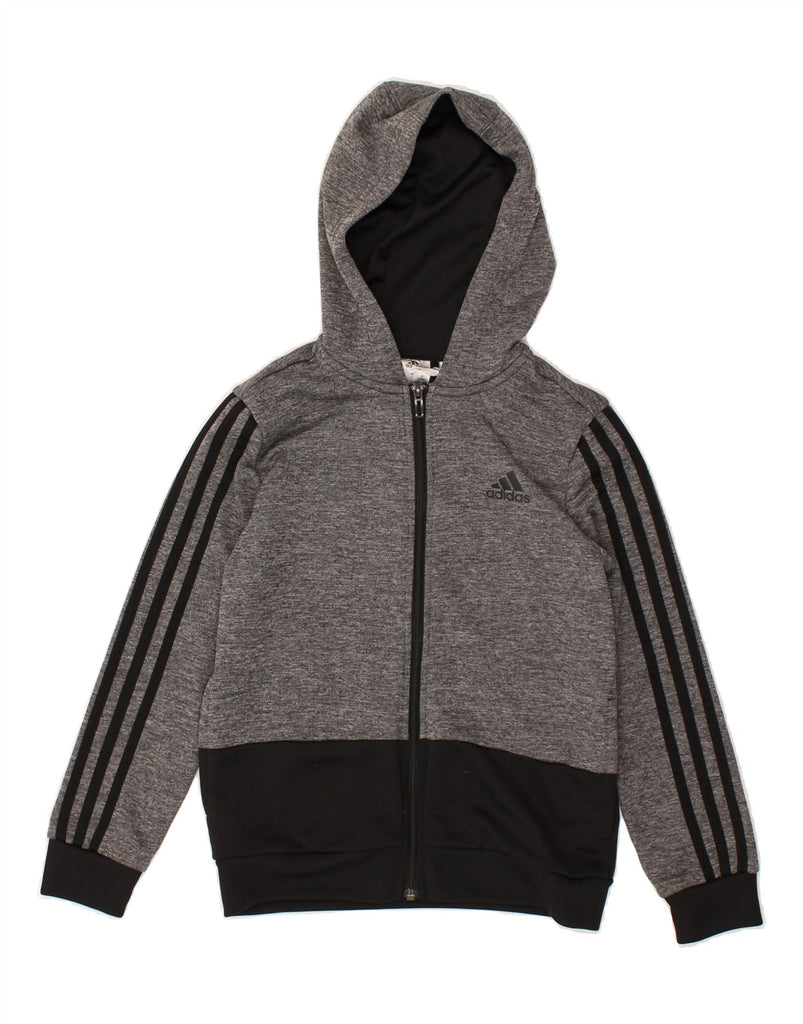 ADIDAS Girls Climalite Zip Hoodie Sweater 9-10 Years Grey Colourblock | Vintage Adidas | Thrift | Second-Hand Adidas | Used Clothing | Messina Hembry 