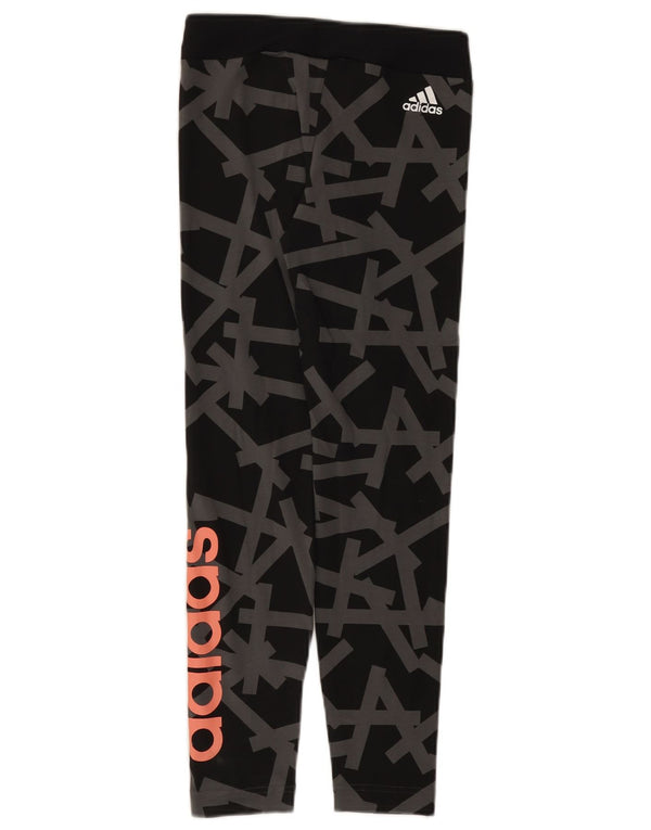 Adidas Girls Graphic Leggings 11-12 Years  Black Geometric Cotton