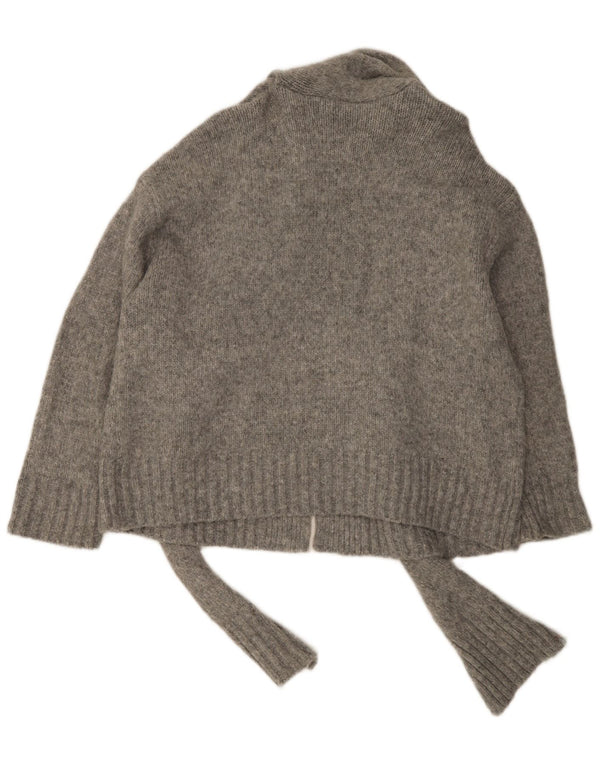 Zara Womens Oversized Front Tie Cardigan Sweater UK 16 Large Grey Nylon