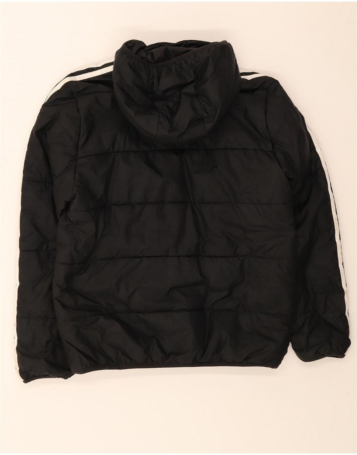 Adidas Boys Hooded Padded Jacket 12-13 Years Black Polyester