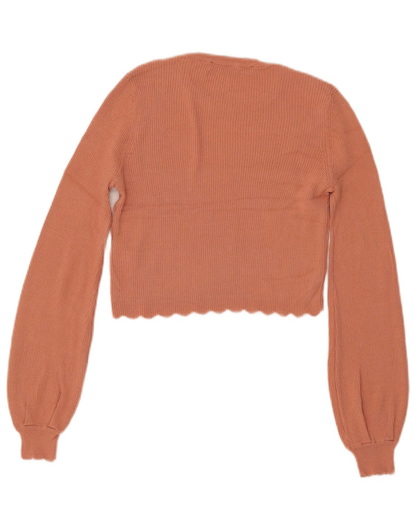 Zara Womens Crew Neck Jumper Sweater UK 8 Small Orange Viscose